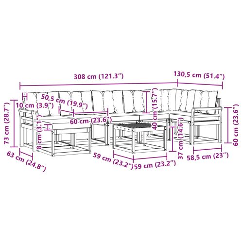 Комплект дивани за открито 8 pcs Натурален и Крема