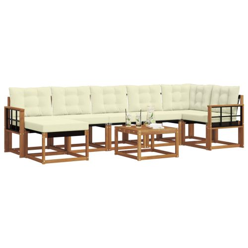 Комплект дивани за открито 8 pcs Натурален и Крема