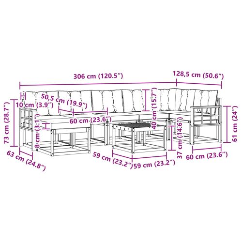 Комплект дивани за открито 8 pcs Естествено и черно