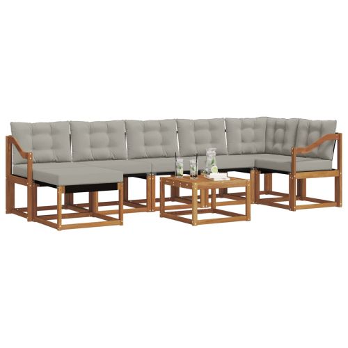 Комплект дивани за открито 8 pcs Естествено и светло сиво