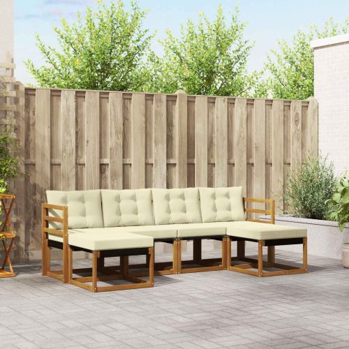 Комплект дивани за открито 6 pcs Натурален и Крема