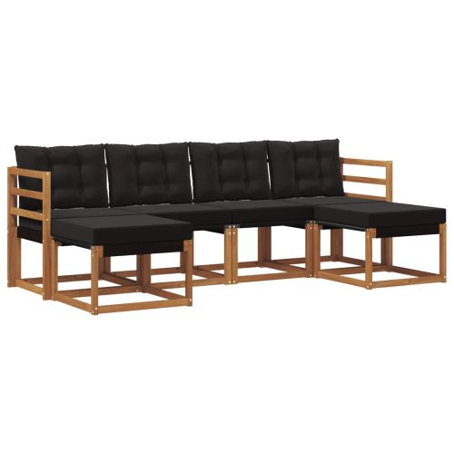 Комплект дивани за открито 6 pcs Естествено и черно