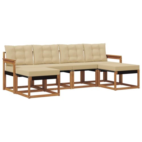 Комплект дивани за открито 6 pcs Натурален и Бежов