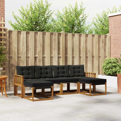 Комплект дивани за открито 6 pcs Естествено и черно