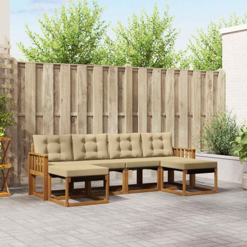 Комплект дивани за открито 6 pcs Натурален и Бежов