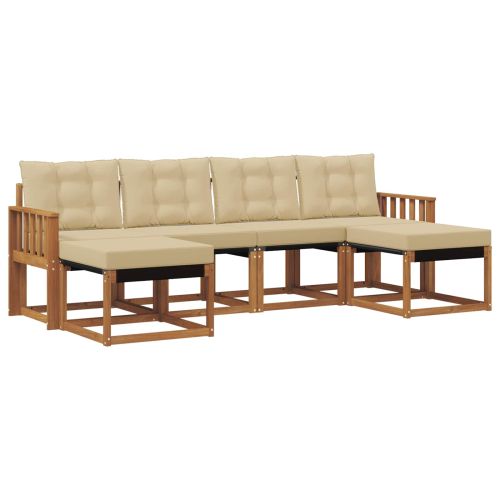 Комплект дивани за открито 6 pcs Натурален и Бежов