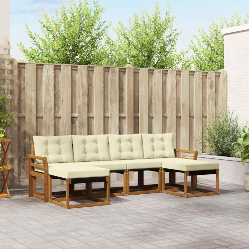 Комплект дивани за открито 6 pcs Натурален и Крема