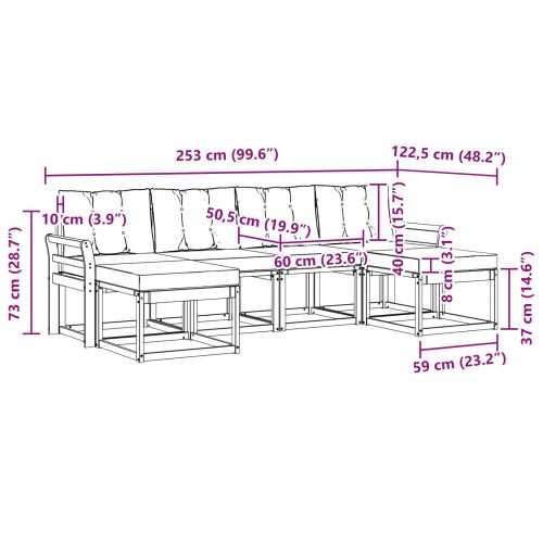 Комплект дивани за открито 6 pcs Естествено и черно