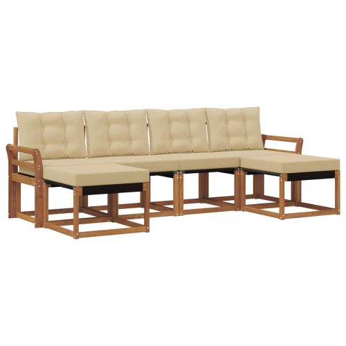Комплект дивани за открито 6 pcs Натурален и Бежов