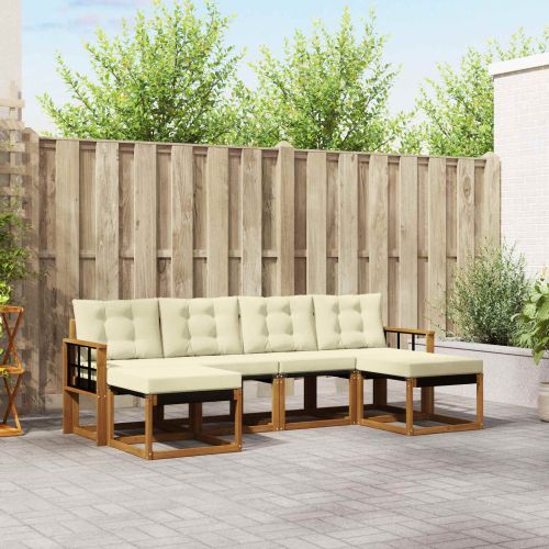 Комплект дивани за открито 6 pcs Натурален и Крема