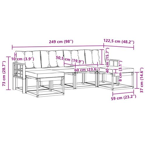 Комплект дивани за открито 6 pcs Натурален и Крема