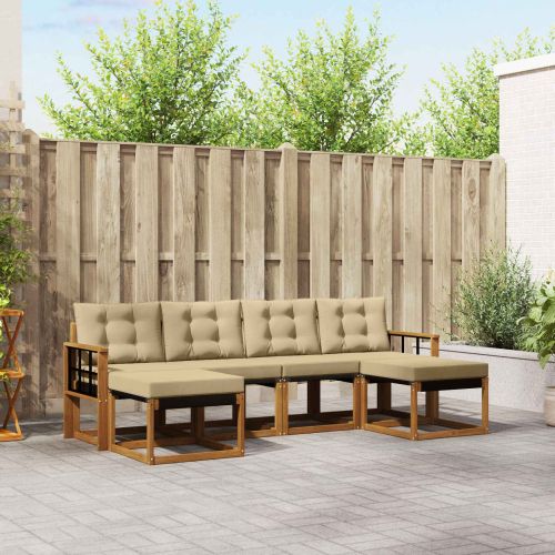 Комплект дивани за открито 6 pcs Натурален и Бежов