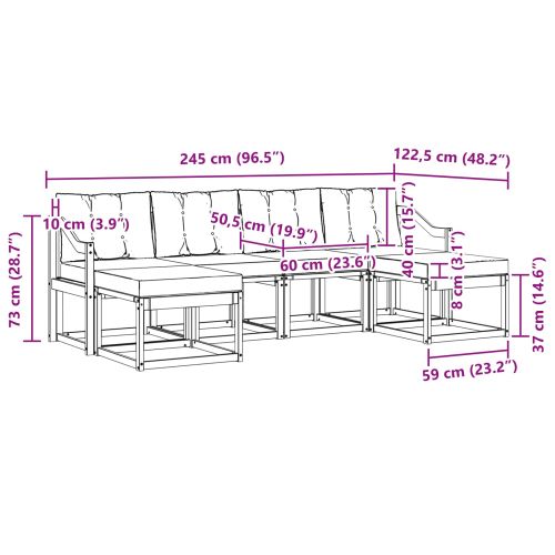 Комплект дивани за открито 6 pcs Естествено и черно