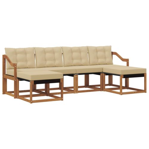 Комплект дивани за открито 6 pcs Натурален и Бежов