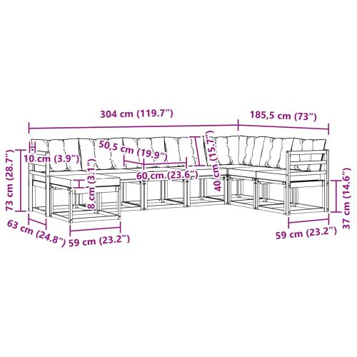 Комплект дивани за открито 8 pcs Естествено и черно