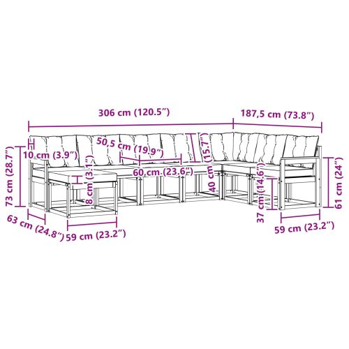 Комплект дивани за открито 8 pcs Естествено и черно