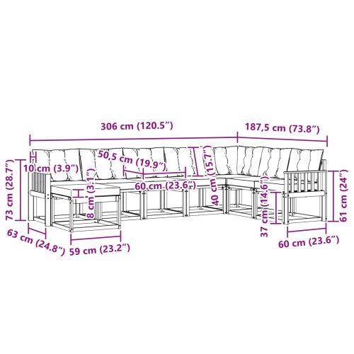 Комплект дивани за открито 8 pcs Натурален и Крема