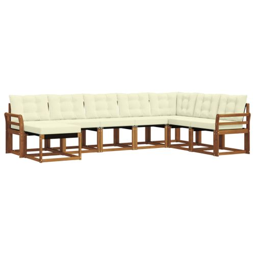 Комплект дивани за открито 8 pcs Натурален и Крема