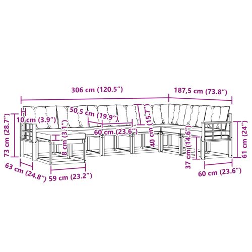 Комплект дивани за открито 8 pcs Естествено и светло сиво
