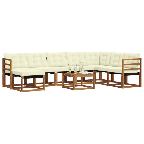 Комплект дивани за открито 9 pcs Натурален и Крема