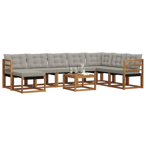 Комплект дивани за открито 9 pcs Естествено и светло сиво