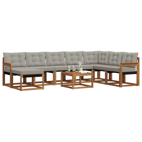 Комплект дивани за открито 9 pcs Естествено и светло сиво