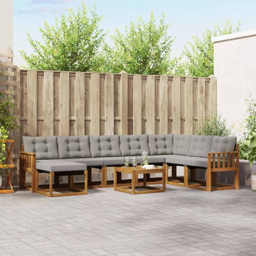 Комплект дивани за открито 9 pcs Естествено и светло сиво