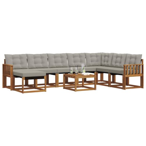 Комплект дивани за открито 9 pcs Естествено и светло сиво