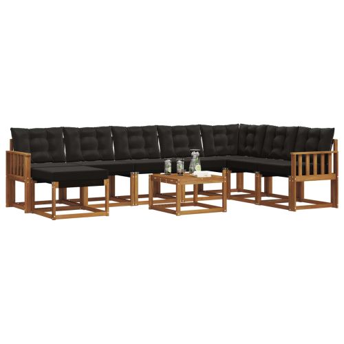 Комплект дивани за открито 9 pcs Естествено и черно