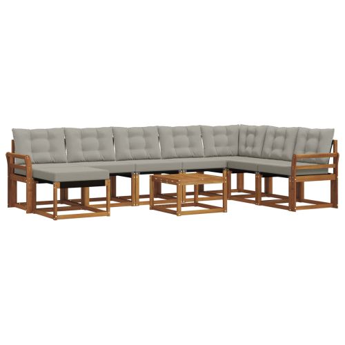 Комплект дивани за открито 9 pcs Естествено и светло сиво