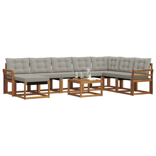 Комплект дивани за открито 9 pcs Естествено и светло сиво