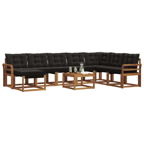 Комплект дивани за открито 9 pcs Естествено и черно