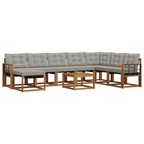 Комплект дивани за открито 9 pcs Естествено и светло сиво