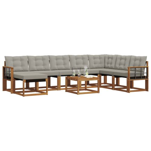 Комплект дивани за открито 9 pcs Естествено и светло сиво