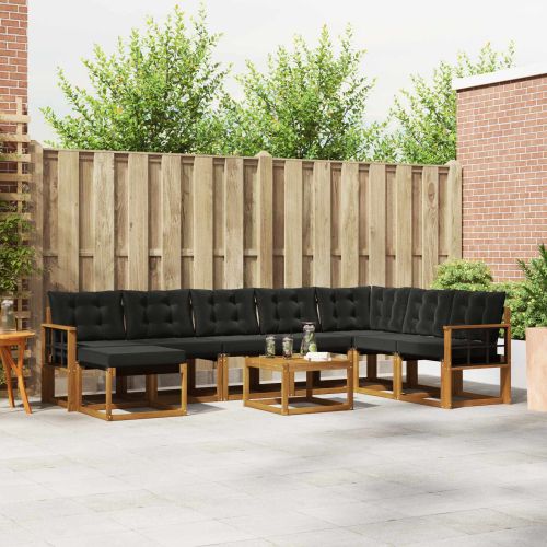 Комплект дивани за открито 9 pcs Естествено и черно