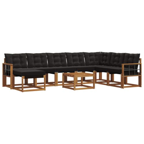 Комплект дивани за открито 9 pcs Естествено и черно