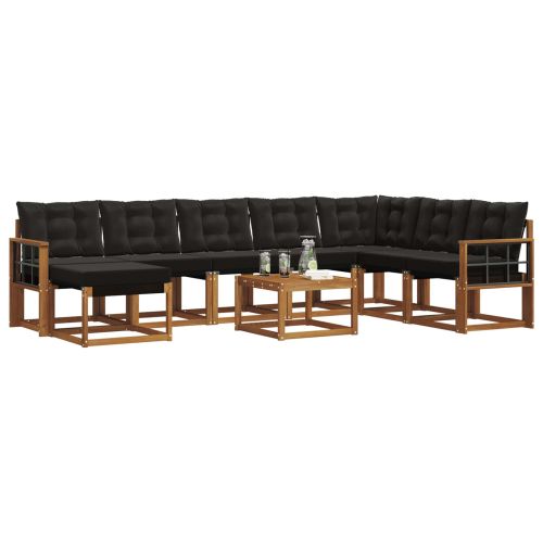 Комплект дивани за открито 9 pcs Естествено и черно