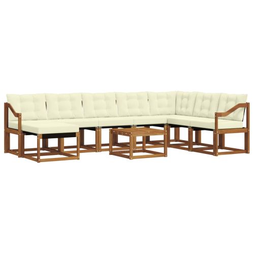 Комплект дивани за открито 9 pcs Натурален и Крема