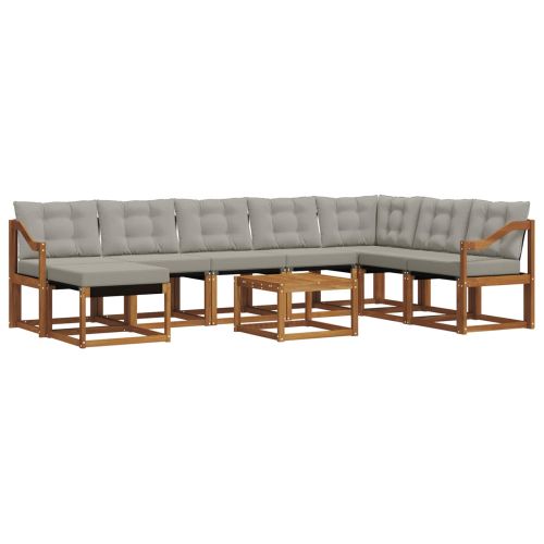 Комплект дивани за открито 9 pcs Естествено и светло сиво