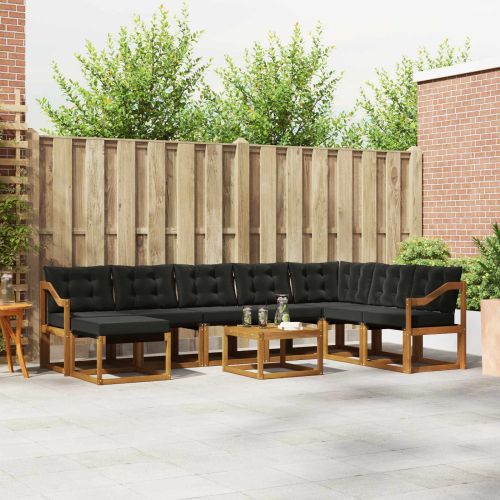Комплект дивани за открито 9 pcs Естествено и черно