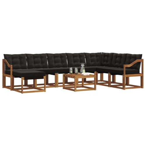 Комплект дивани за открито 9 pcs Естествено и черно