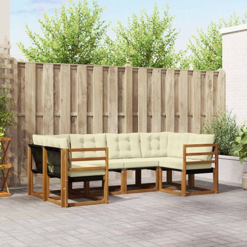 Комплект дивани за открито 6 pcs Натурален и Крема