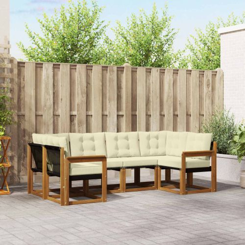 Комплект дивани за открито 6 pcs Натурален и Крема