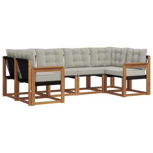 Комплект дивани за открито 6 pcs Естествено и светло сиво