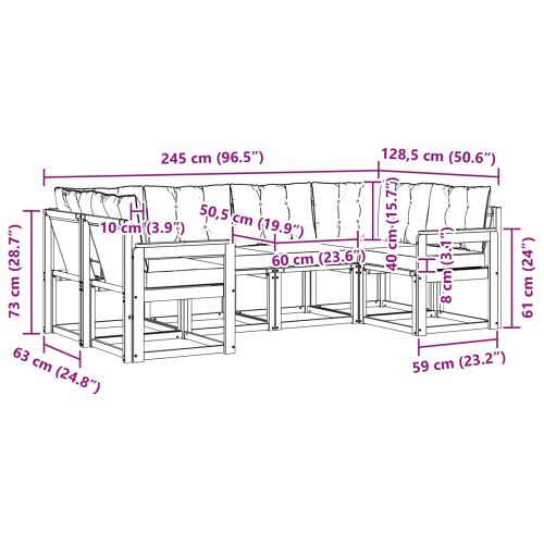 Комплект дивани за открито 6 pcs Естествено и черно