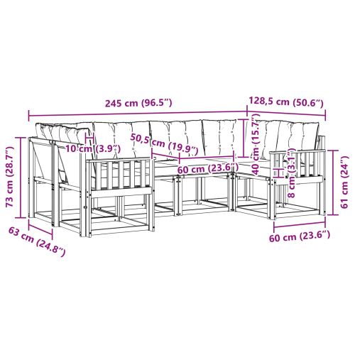 Комплект дивани за открито 6 pcs Естествено и черно