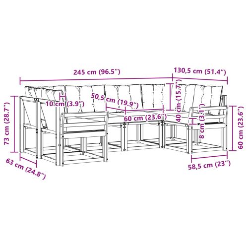 Комплект дивани за открито 6 pcs Натурален и Крема