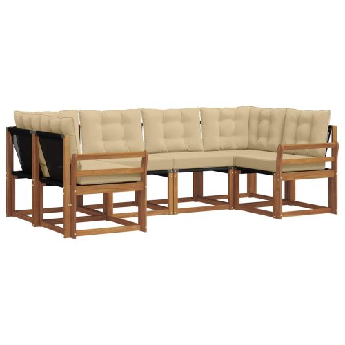 Комплект дивани за открито 6 pcs Натурален и Бежов