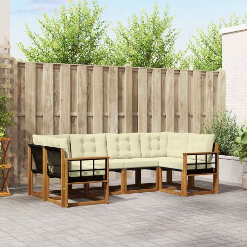 Комплект дивани за открито 6 pcs Натурален и Крема