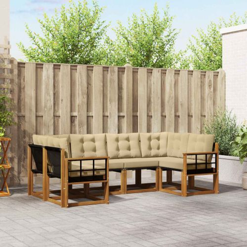 Комплект дивани за открито 6 pcs Натурален и Бежов